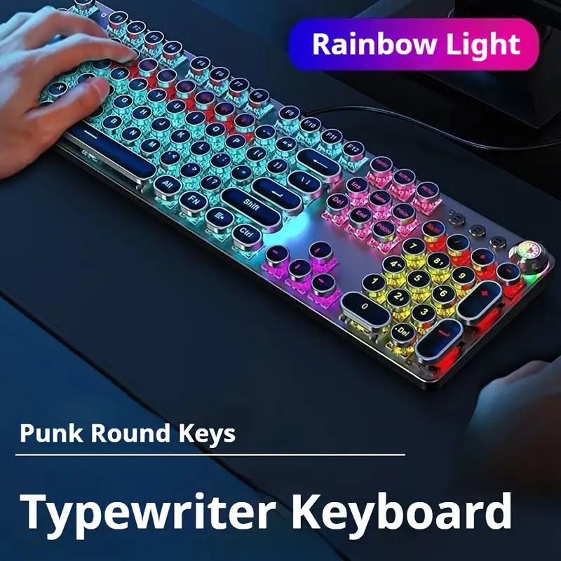 Gaming Keyboard Corsair - EWEADN パンクタイプライター機械式ゲーミングキーボード 104 キーキーパッド LED カラフルなバックライト付き
