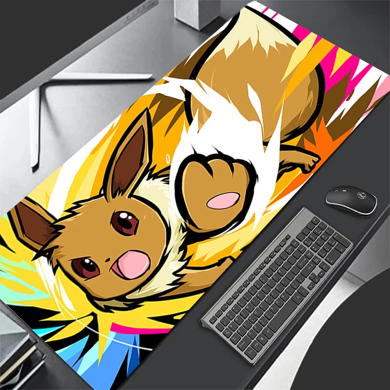 Gaming Keyboard Nearby - P-ポケモン イーブイ アニメ ゲーミングマウスパッド、拡張ノンスリップデスクマットキーボードパッド PC ラップトップ