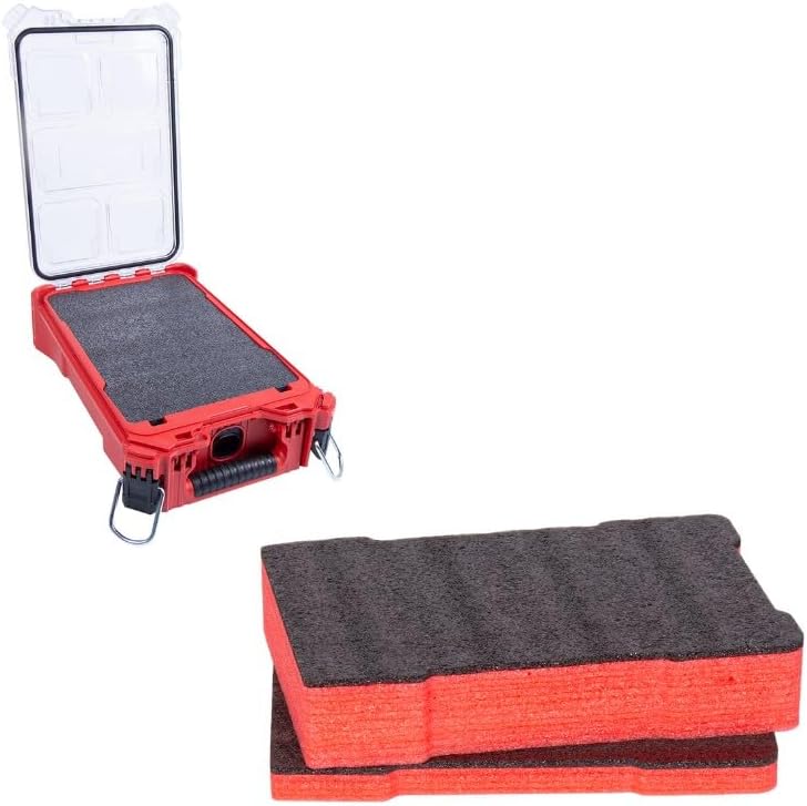 Pe Foam Sheet - 耐衝撃性のあるクッション付きツールボックスフォームインサート、ミルウォーキーパックアウトケースに適合、保護用、壊れやすい工具の保管用フォームオーガナイザー
