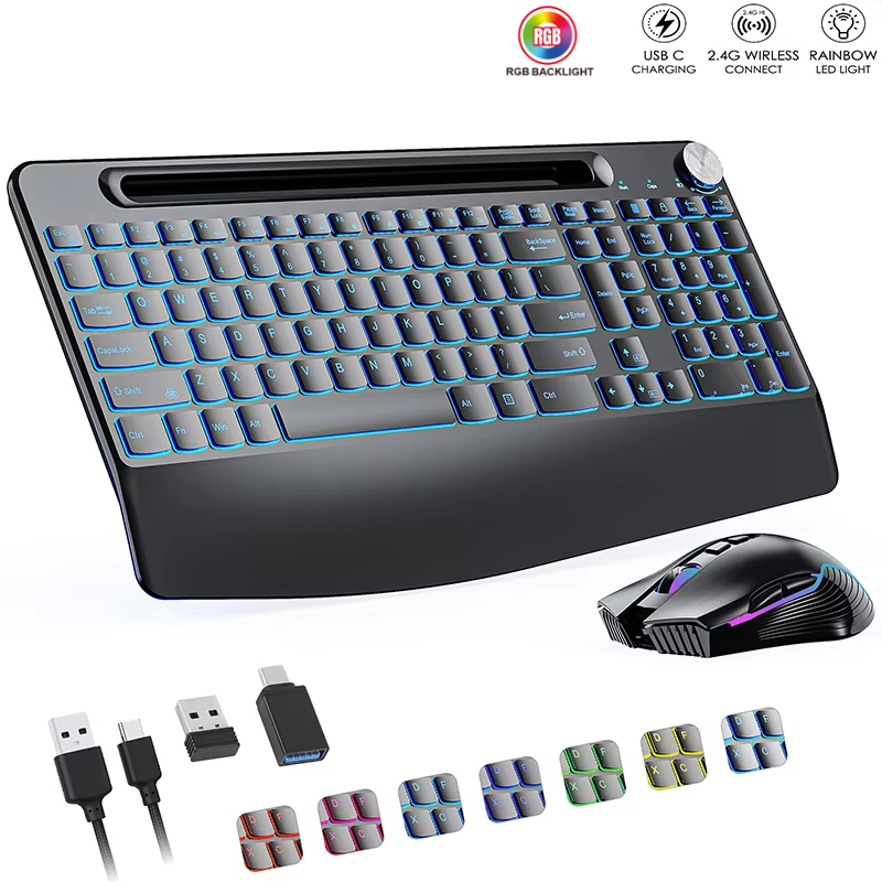 ワイヤレスキーボードとマウスのセットCタイプ,リストレスト付 - Gaming Keyboard Mouse Set のレビューと価格