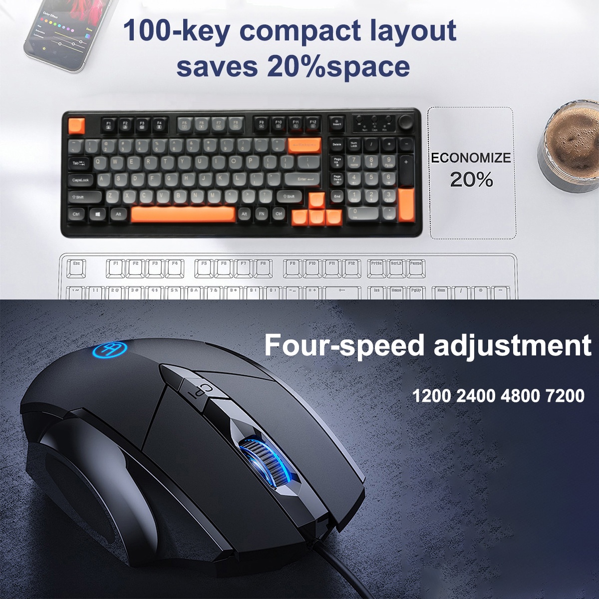 RGBキーボードとマウス、有線キーボードとマウスのコンボ、学 - Gaming Keyboard Mouse Set のレビューと価格