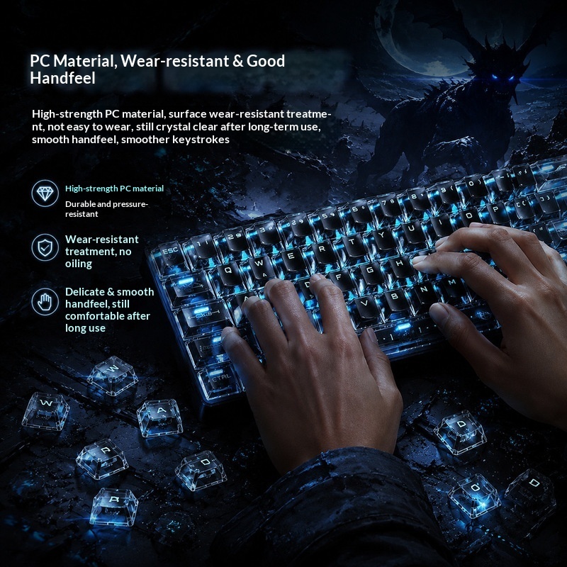 透明バックライトキーキャップ OEM高さ PC素材 クロスシ - Keyboard Gaming Black のレビューと価格