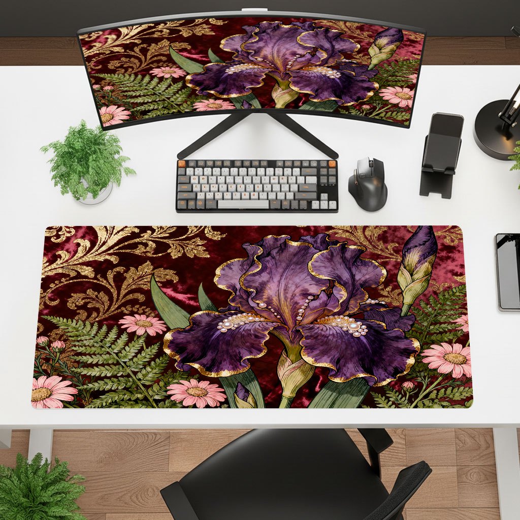 ブランドパープルフローラルマウスパッドアイアンアートデスクマ - Gaming Keyboard Brand のレビューと価格