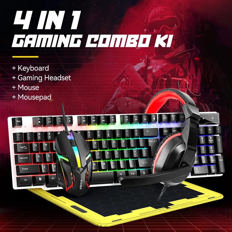 新しいUSBキーボードとマウスのゲーミングヘッドセットコンボ - Gaming Keyboard Mouse Set のレビューと価格