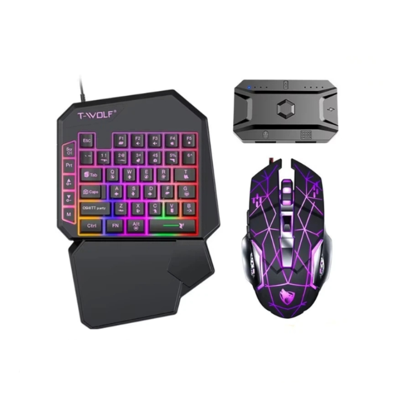 T-Wolf Tf950 5 in 1片手ゲーミングキーボー - Gaming Keyboard 1 Hand のレビューと価格