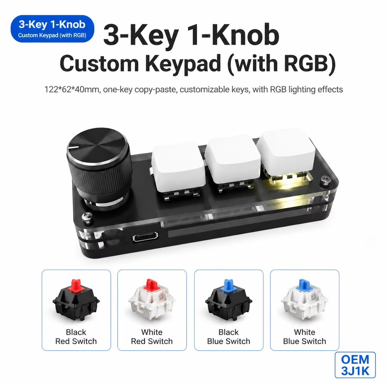 プログラマブル3キーノブ付きマクロパッドメカニカルキーボード - Gaming Keyboard Number Pad のレビューと価格